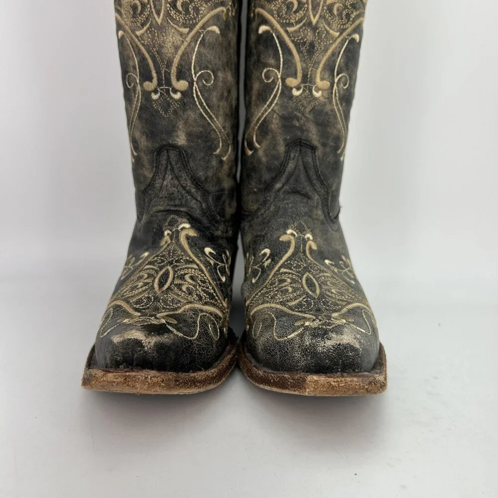 Circle G Boots Womens Size 7.5 L5048 Embroidered Crackle Western Cowgirl Leather